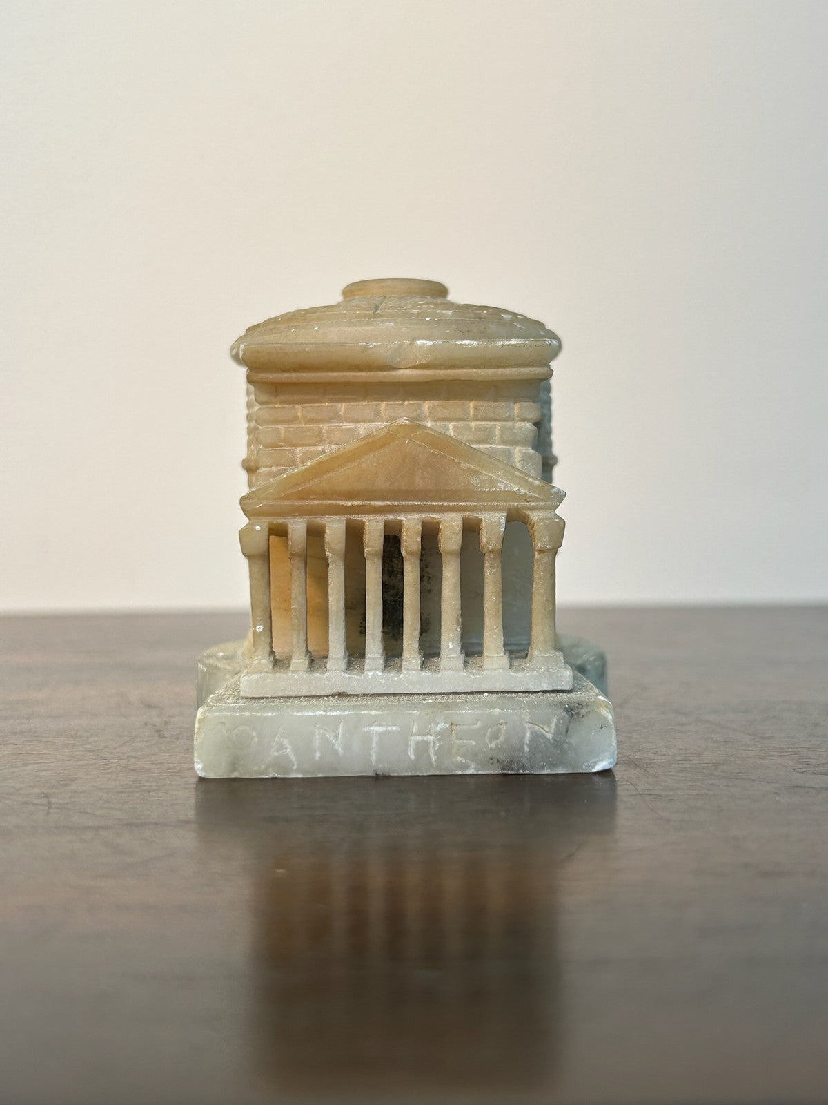 Grand Tour Carved Alabaster Model of the Pantheon Rome on Marble Base0