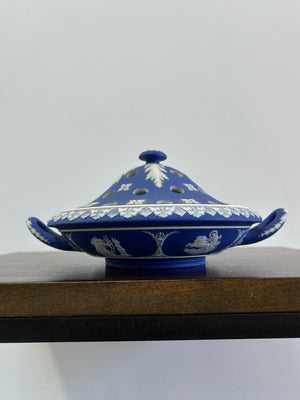 Wedgwood Dark Blue Jasperware Potpourri Bowl Early 19th Century Antique