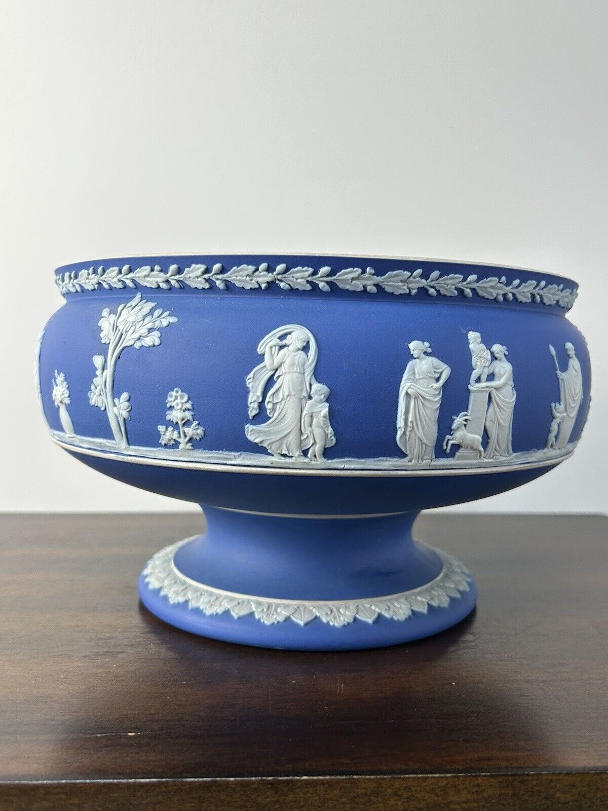 Wedgwood Jasperware Pedestal Bowl Vintage Blue Jasperware Wedgwood