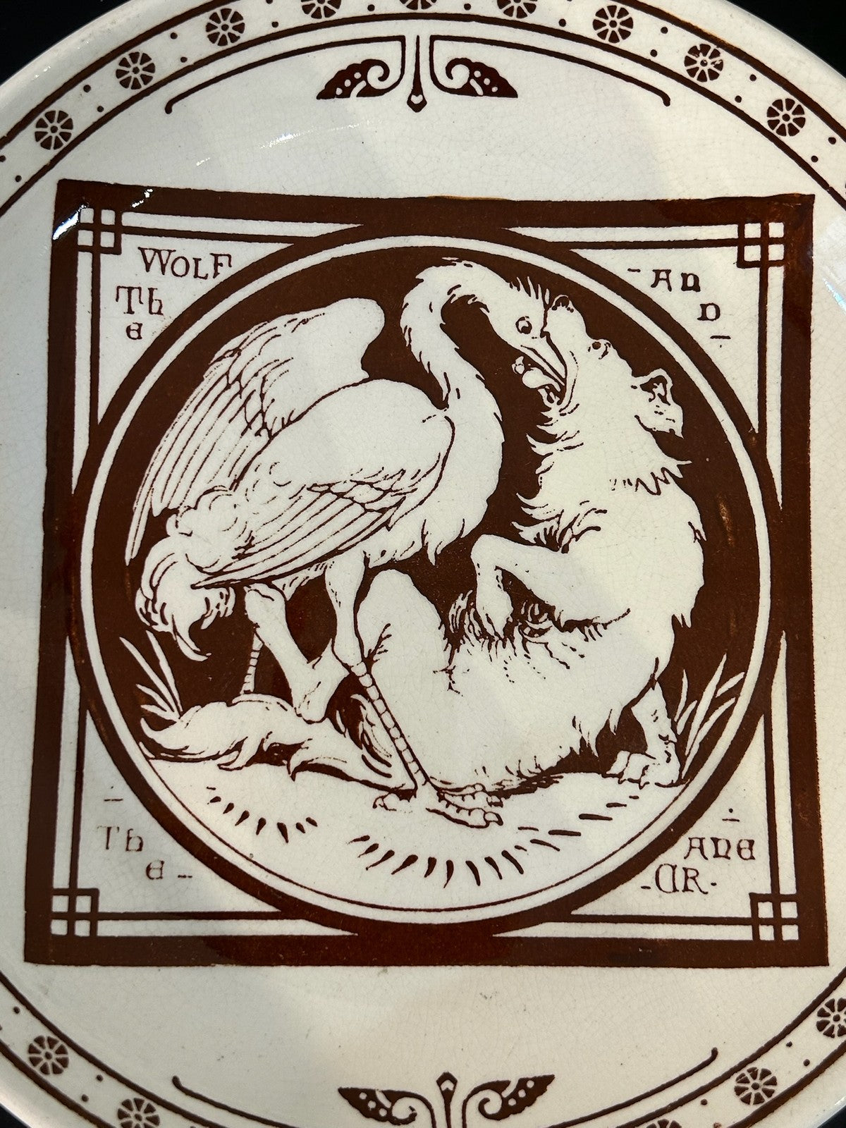 Mintons John Moyr Smith Aesop Fables Comport Wolf and the Crane c18751
