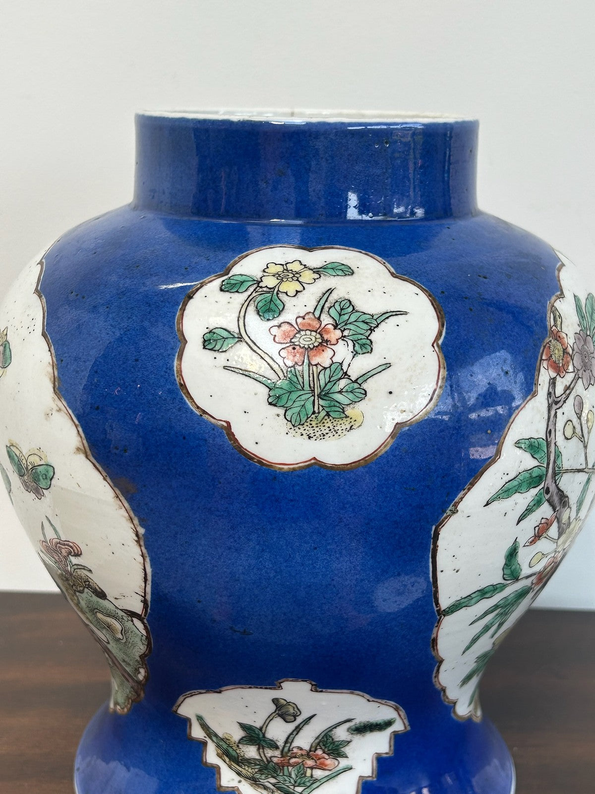 Antique Chinese Famille Verte Hand Painted Baluster Vase Birds & Peony6