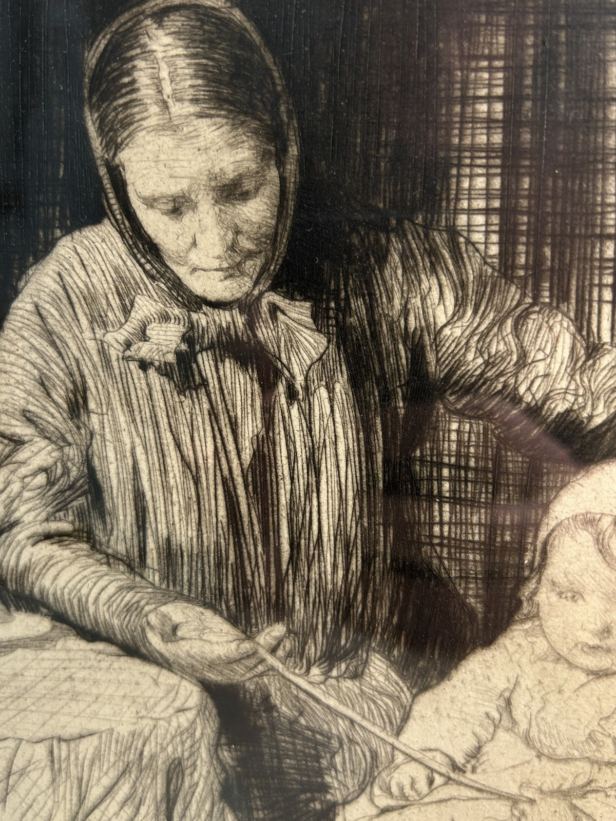 William LeeHankey — Drypoint Etching — Grandmother and Child4