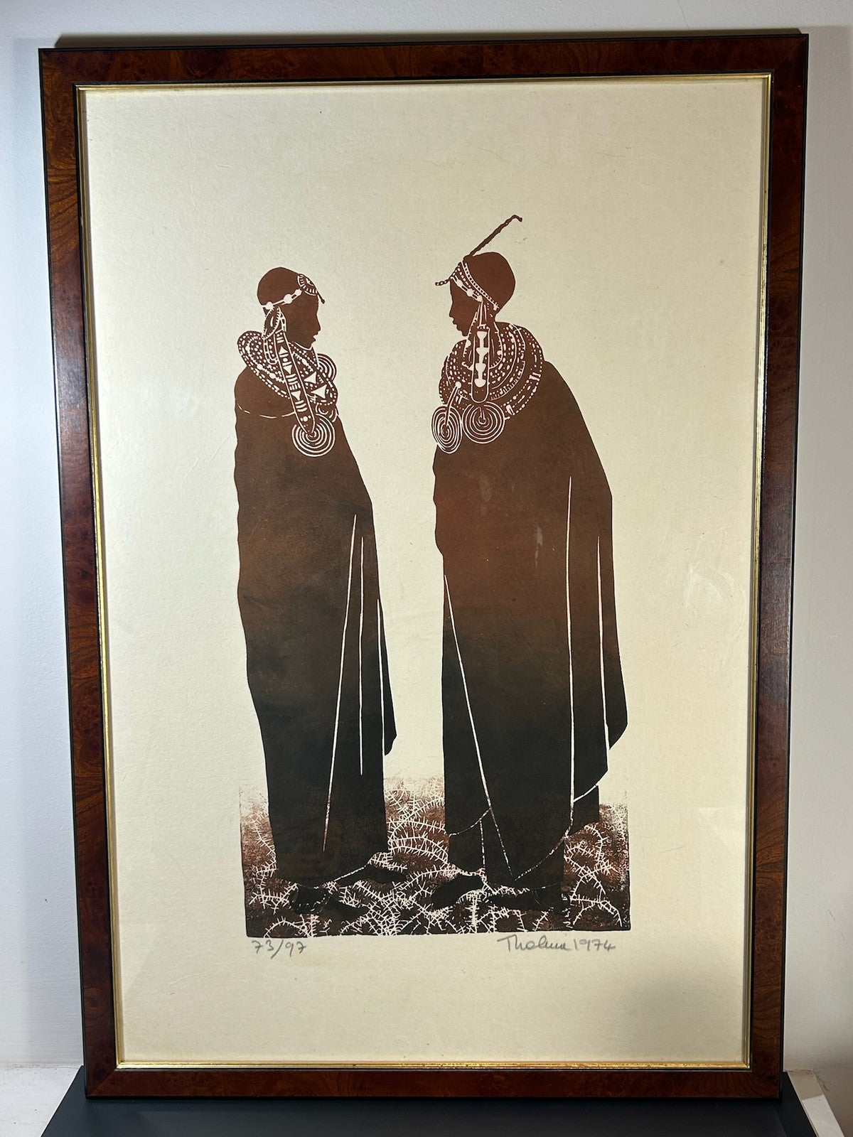 Maasai Women Limited Edition Print Signed Dated 1974 Numbered 73/97 Large Framed1