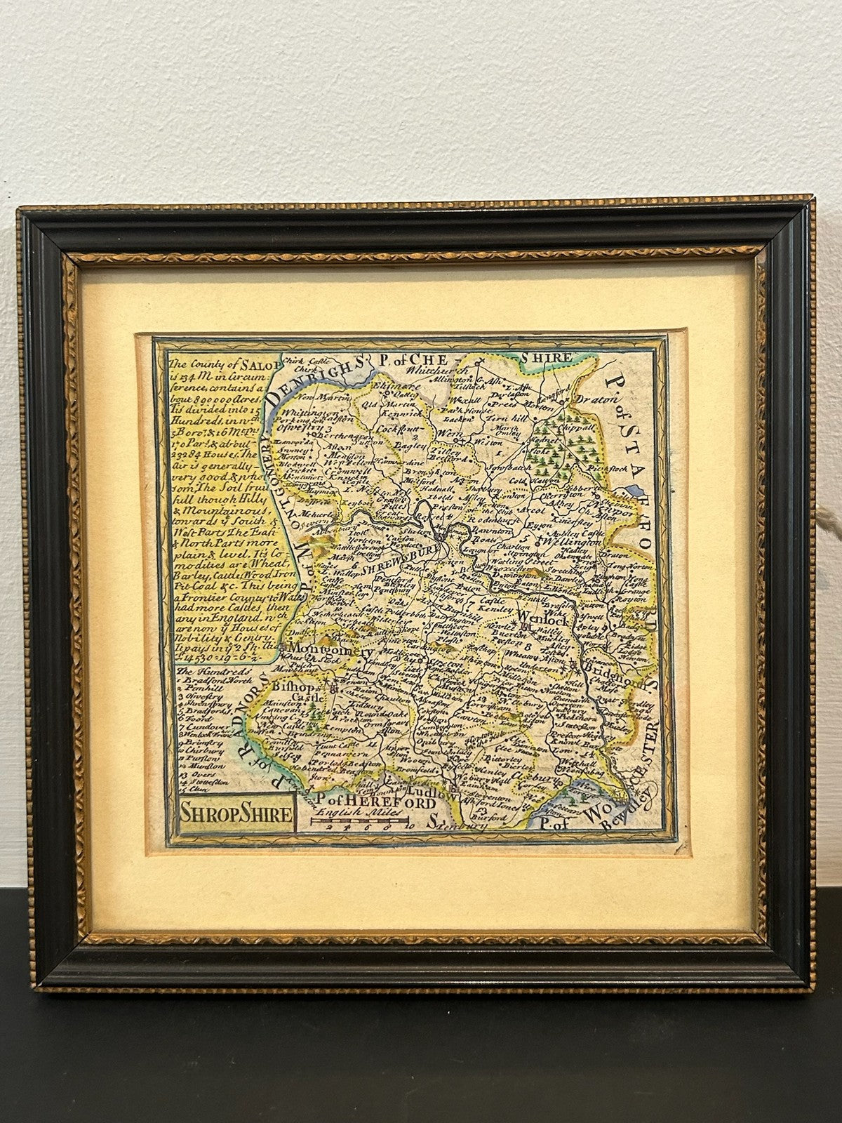 Shropshire Antique County Map 18th Century Hand Coloured Framed Small0