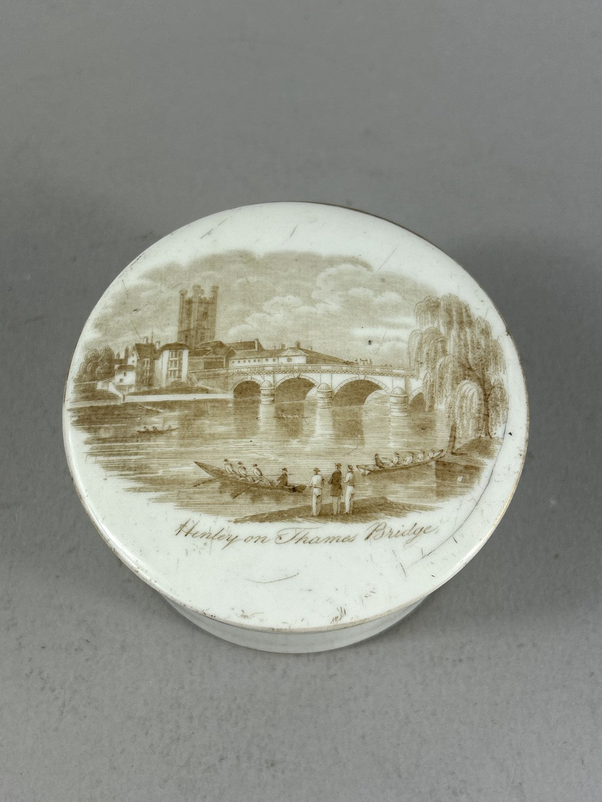 Palmer Early Porcelain Toothpaste Pot with Henley on Thames Bridge Scene