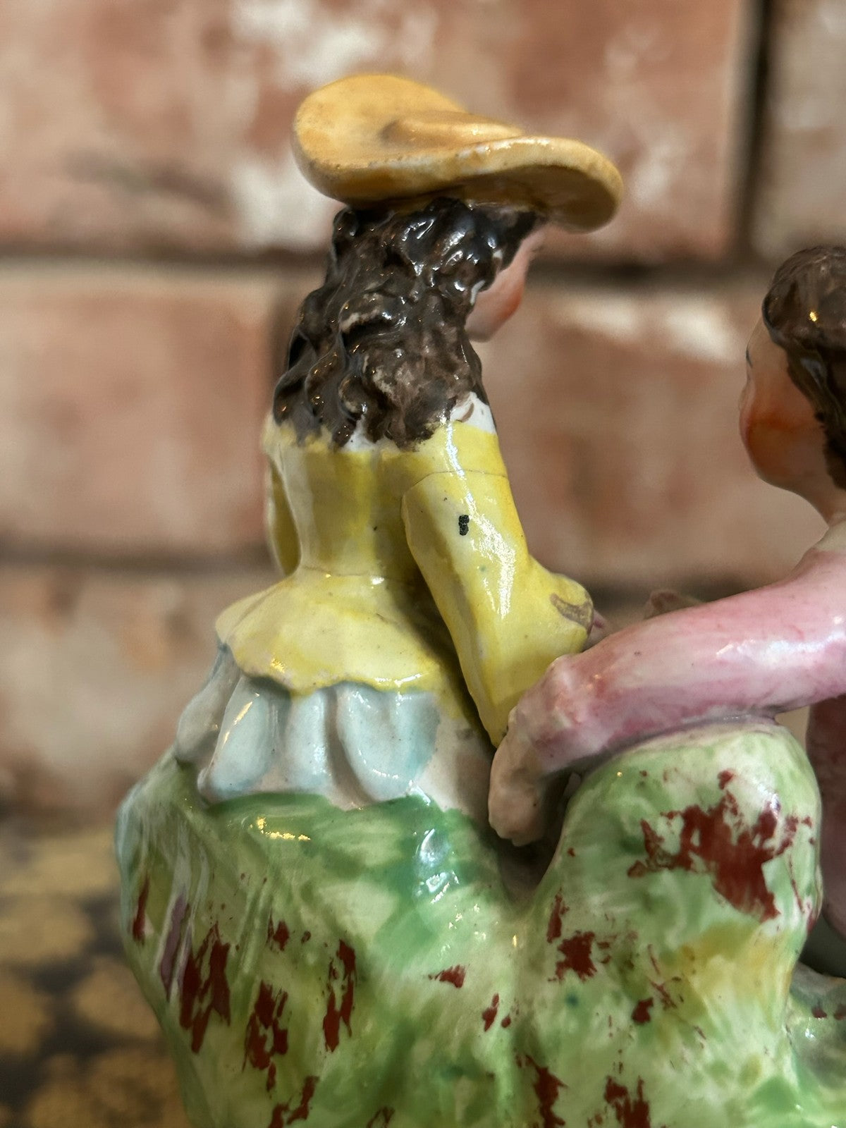 Antique Continental Porcelain Figural Group Courting Couple Flower Encrusted10