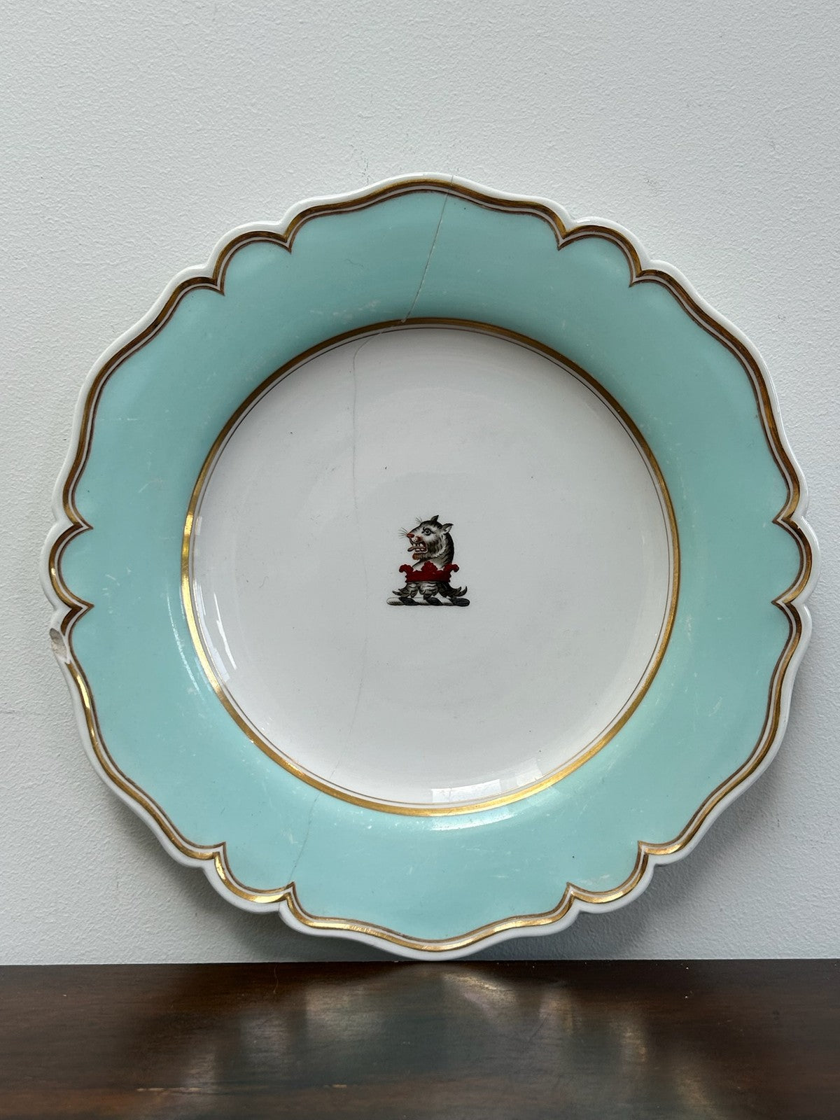 Flight Barr & Barr Worcester Crested Plate Turquoise Border Gilt c.18200