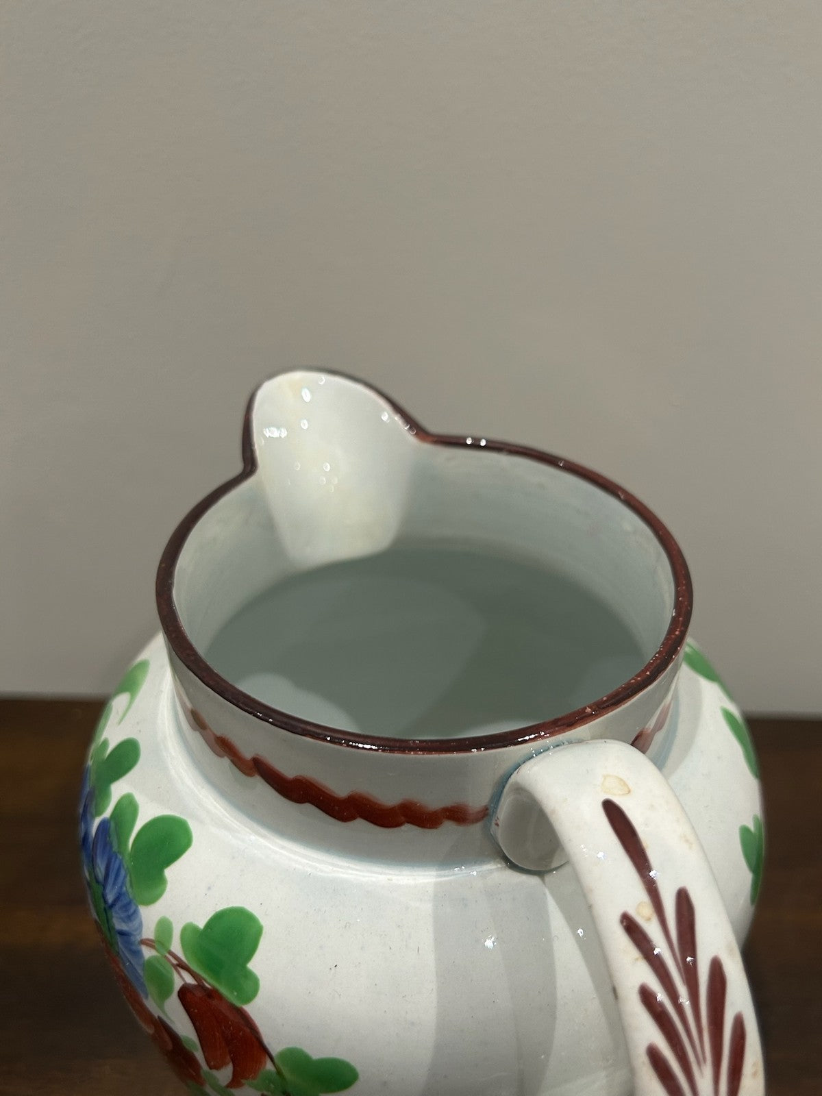 Georgian Pearlware Jug Hand Painted Enamel Red Roses c.18204