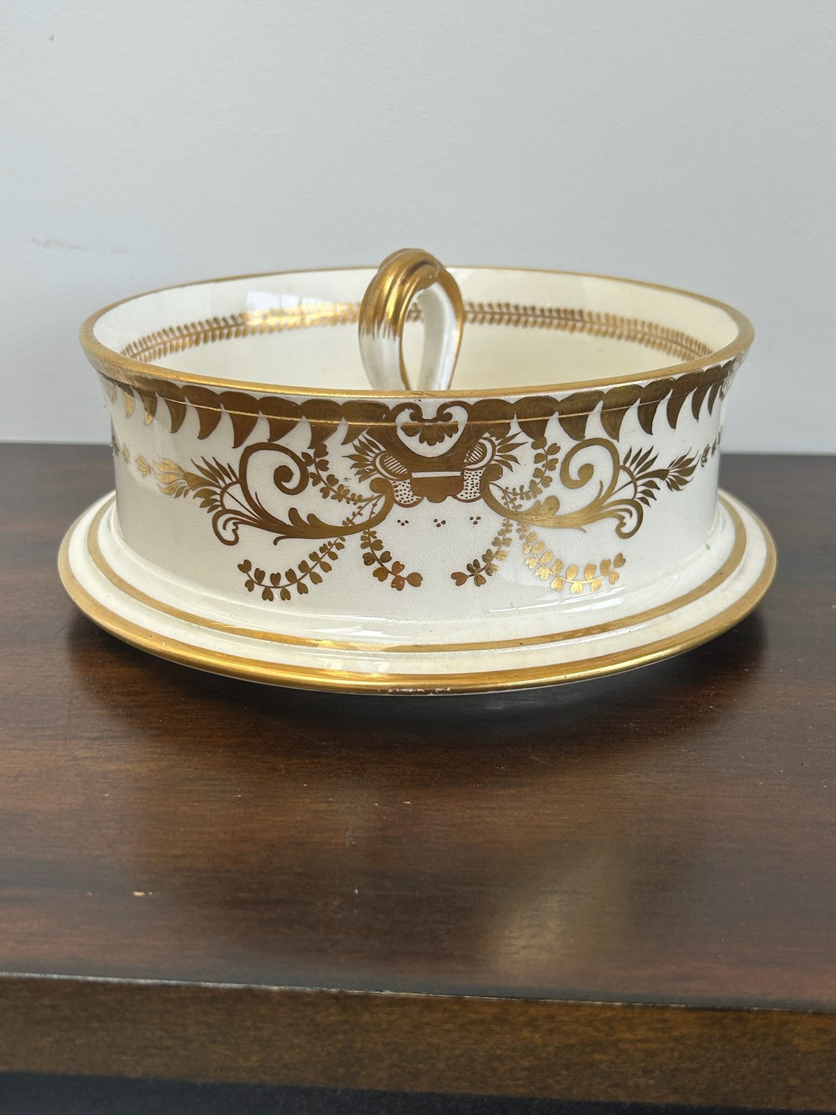 British Porcelain Ice Pail Cover / Lid Gilt & Floral Twin Handled7