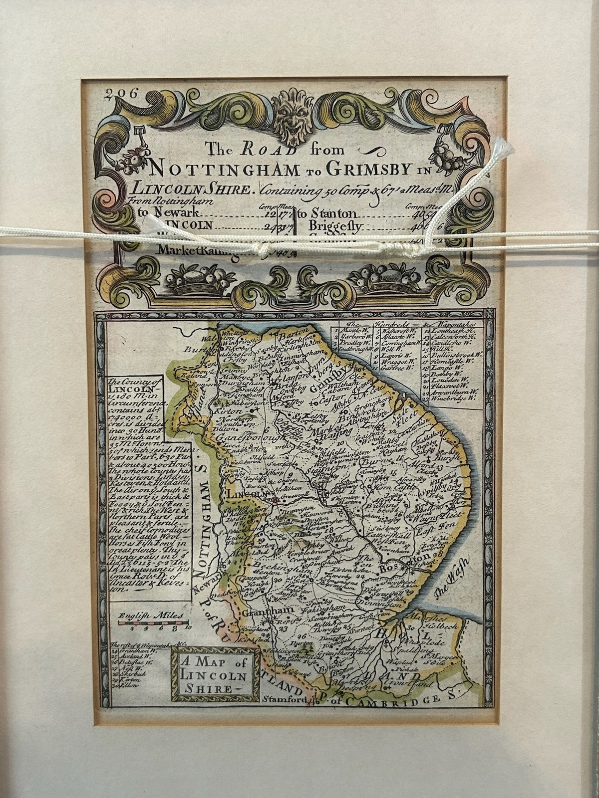Owen Bowen Britannia Depicta Road Nottingham to Grimsby Lincolnshire Map c17200
