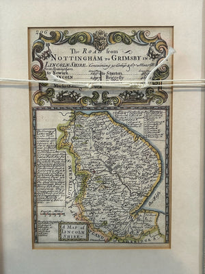 Owen Bowen Britannia Depicta Road Nottingham to Grimsby Lincolnshire Map c1720