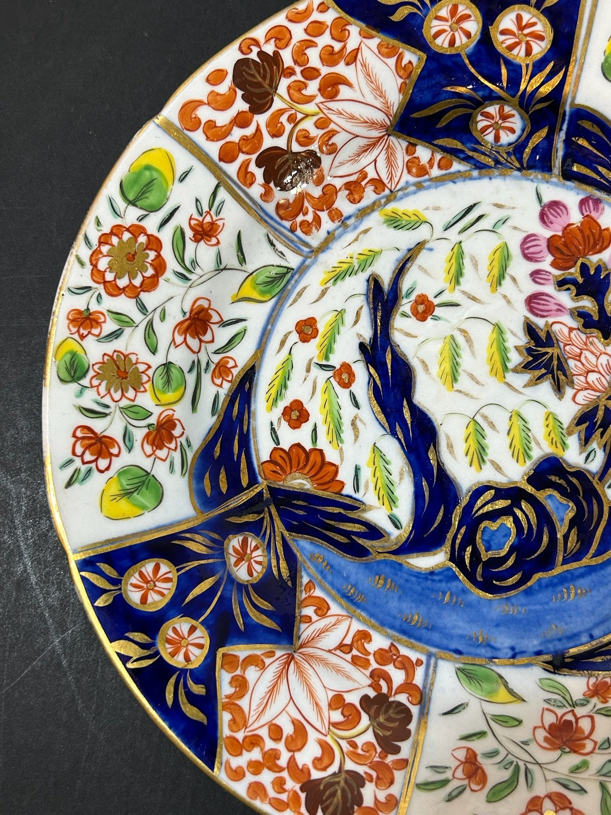 Antique Money Tree Pattern Imari Stone China Plate Blue Seal Mark 21cm1