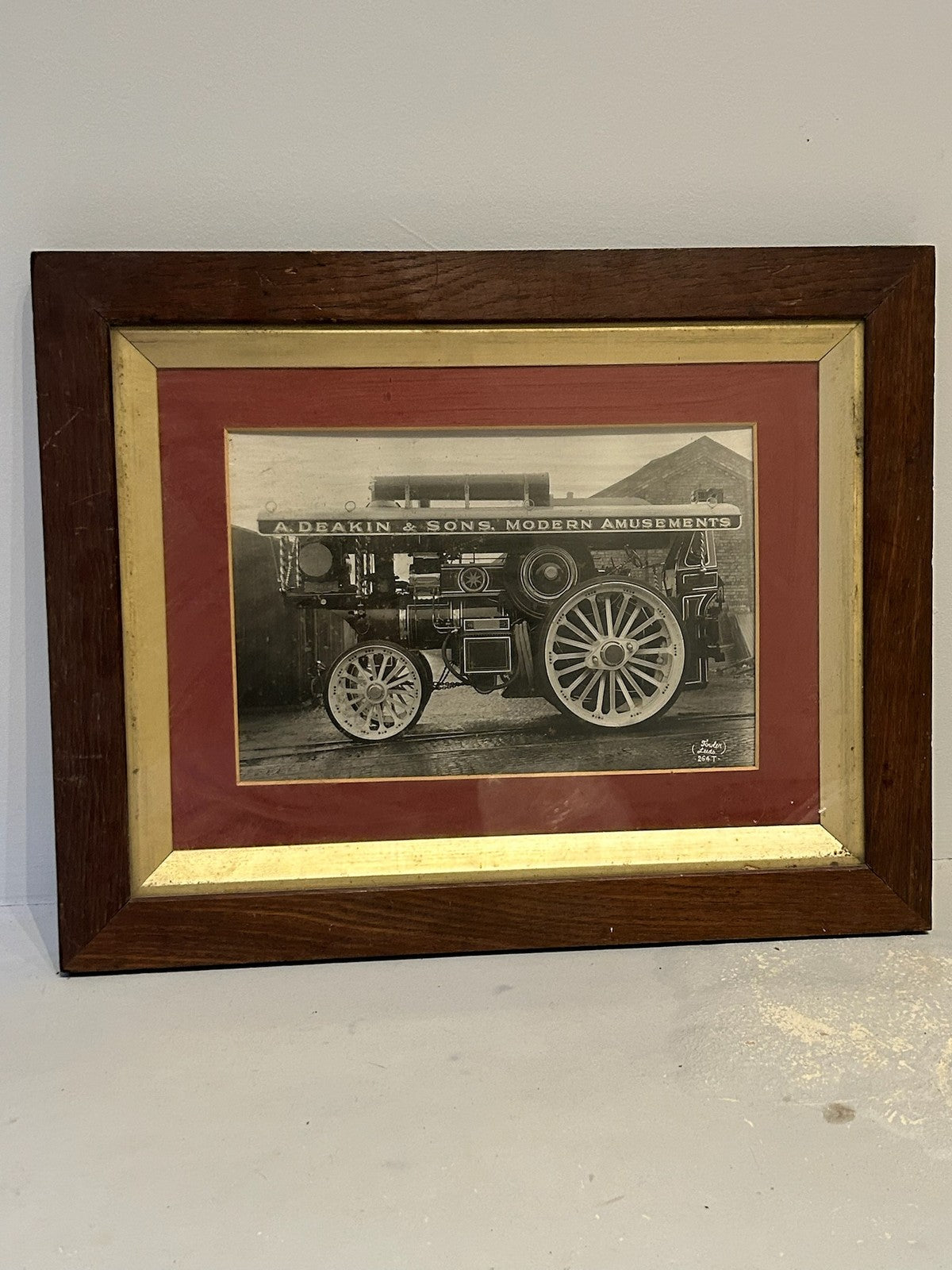 Vintage Photograph Fowler Steam Traction Engine A Deakin and Sons Leeds Framed0