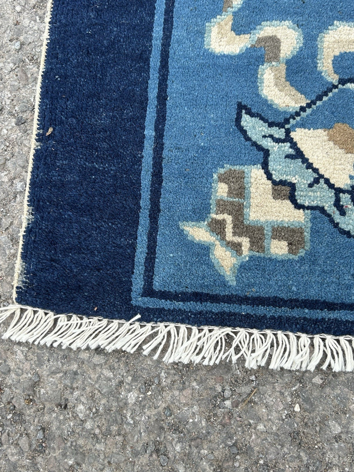 Antique Chinese Peking Carpet c.1920s Blue Ground Hand Knotted Wool Large Rug10