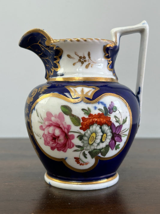 Coalport Porcelain Jug Cobalt Blue Floral Georgian c.1820 Antique0