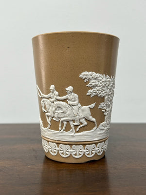 Antique Copeland Stoneware Mug Sprigged Sporting Relief 19thC Drabware