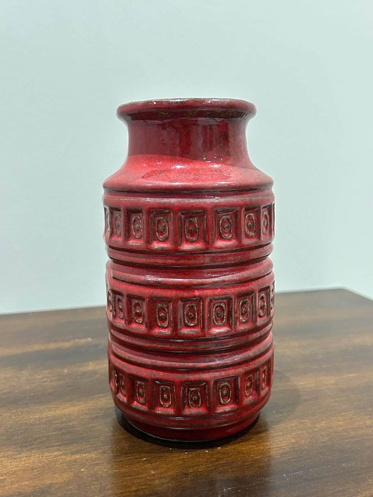 Scheurich West German Fat Lava Vase 203 15 Red Retro Pottery0