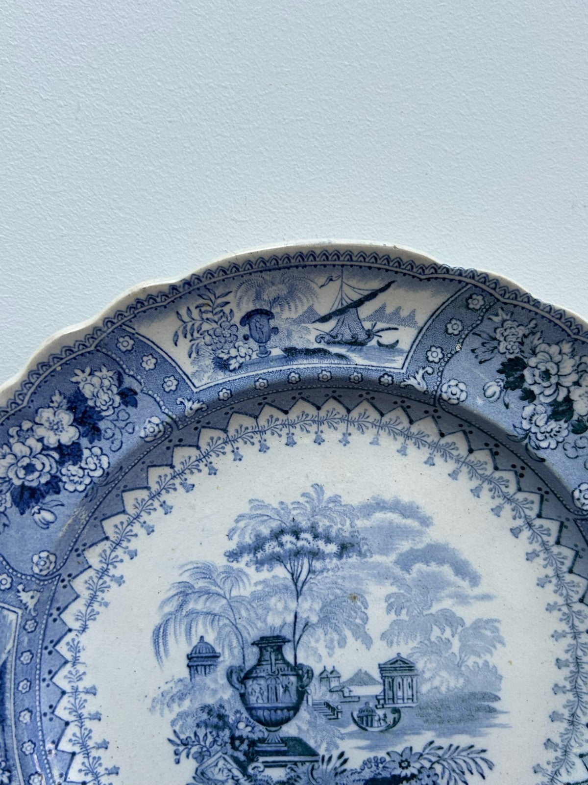 Antique Staffordshire Canova Plate Thomas Mayer Blue White Transferware c18305