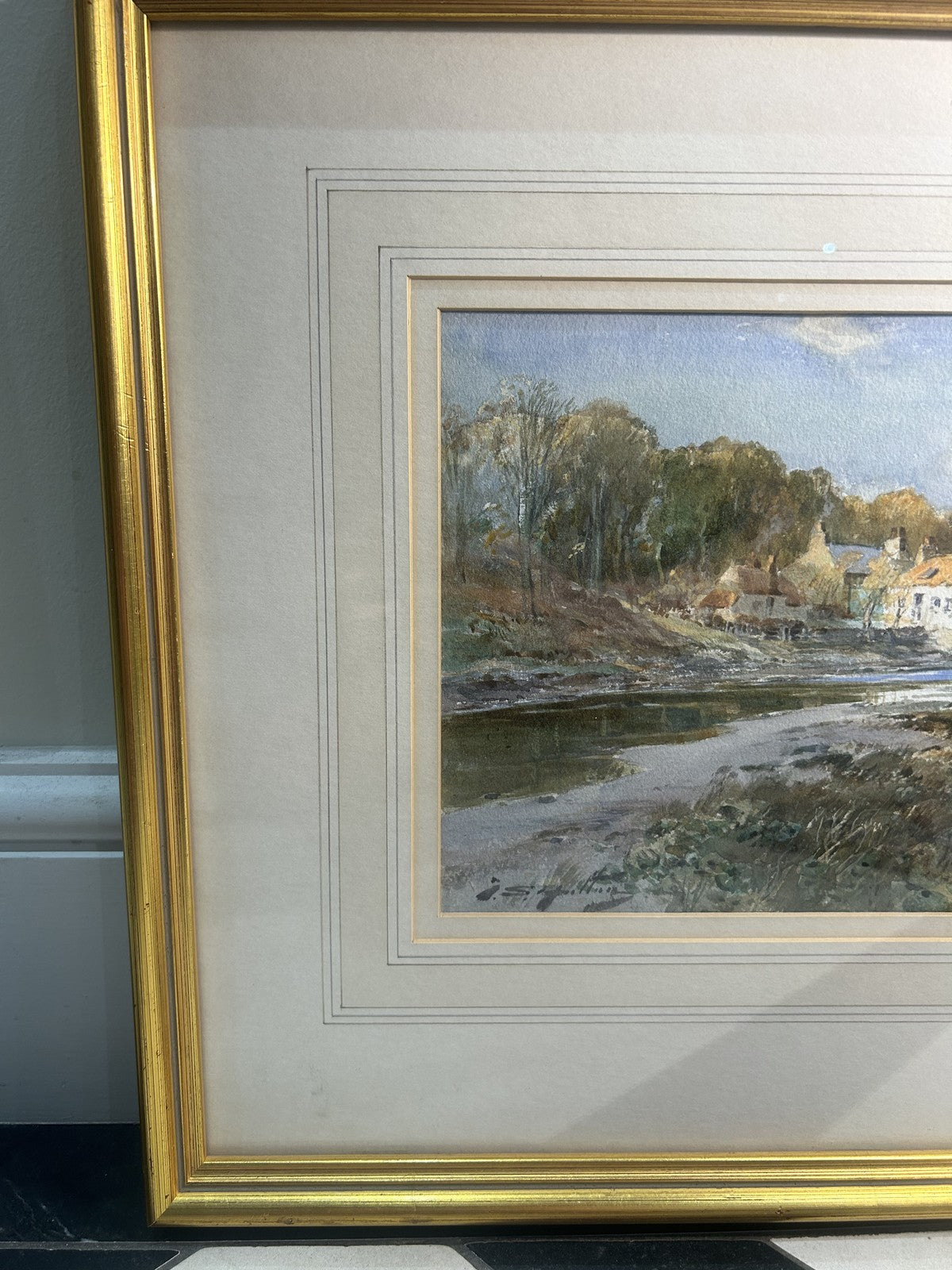 Antique Watercolour "A Tidal River" Holywell Dene Seaton Sluice3