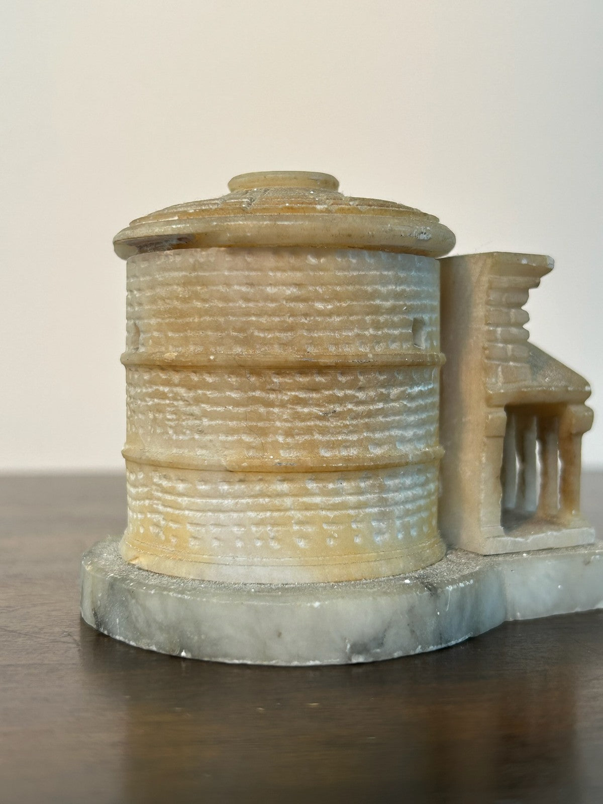 Grand Tour Carved Alabaster Model of the Pantheon Rome on Marble Base4