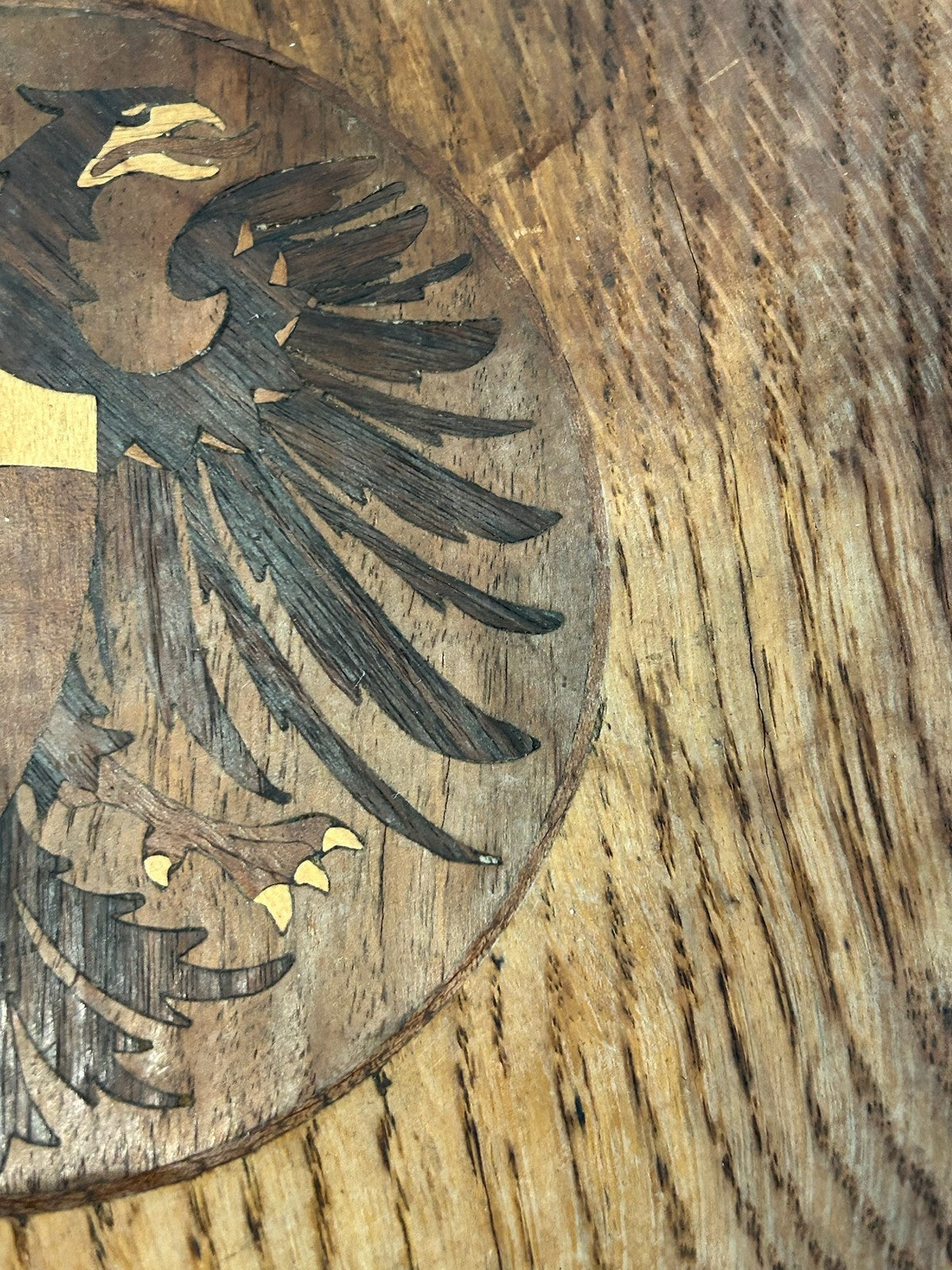 Antique Austro Hungarian Marquetry Wood Dish Double Headed Eagle Shield Imperial5