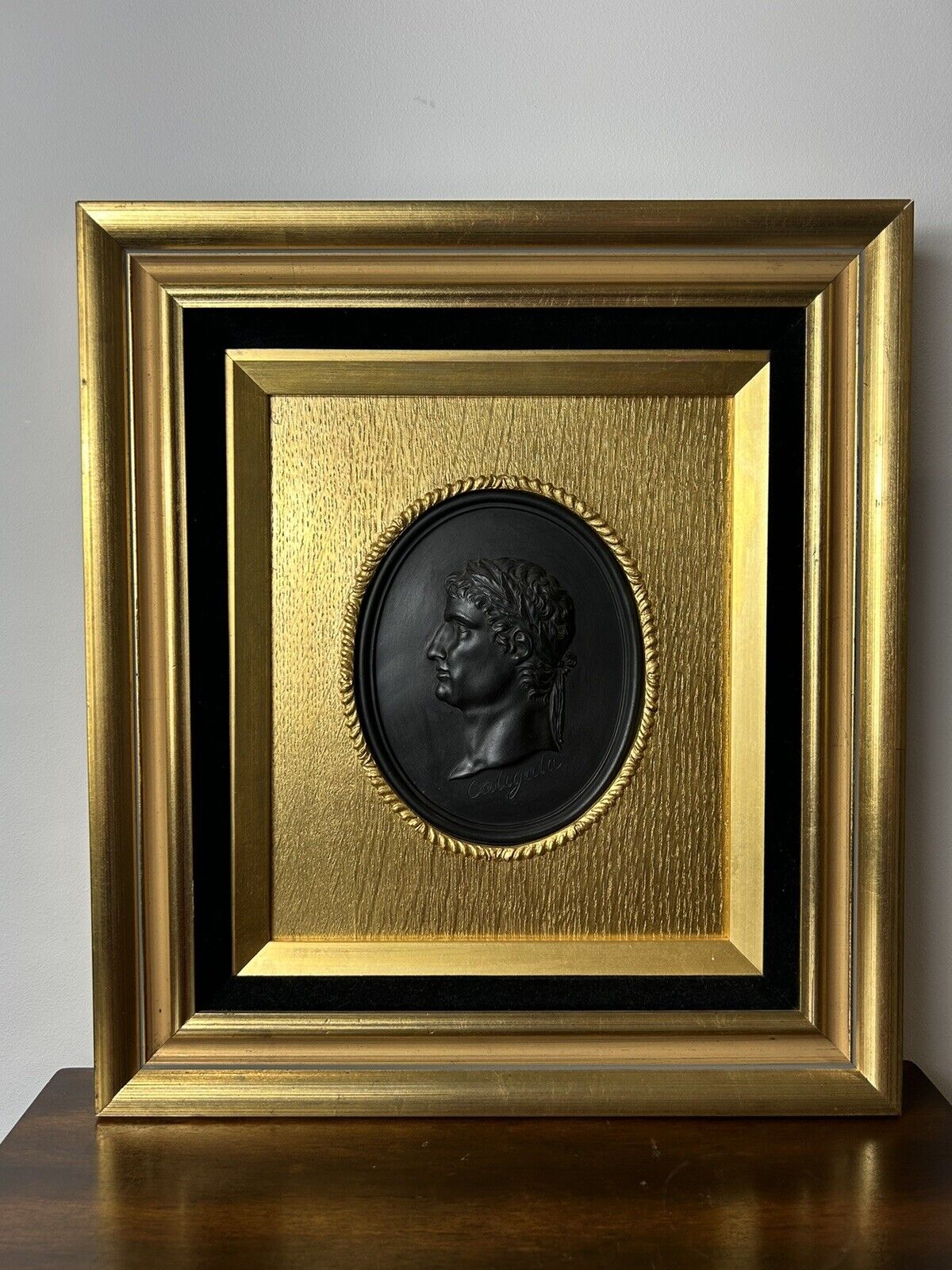 Wedgwood Black Basalt Earth 19th  Century Roman Emperor Caligula Plaque