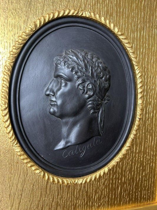 Wedgwood Black Basalt Earth 19th  Century Roman Emperor Caligula Plaque