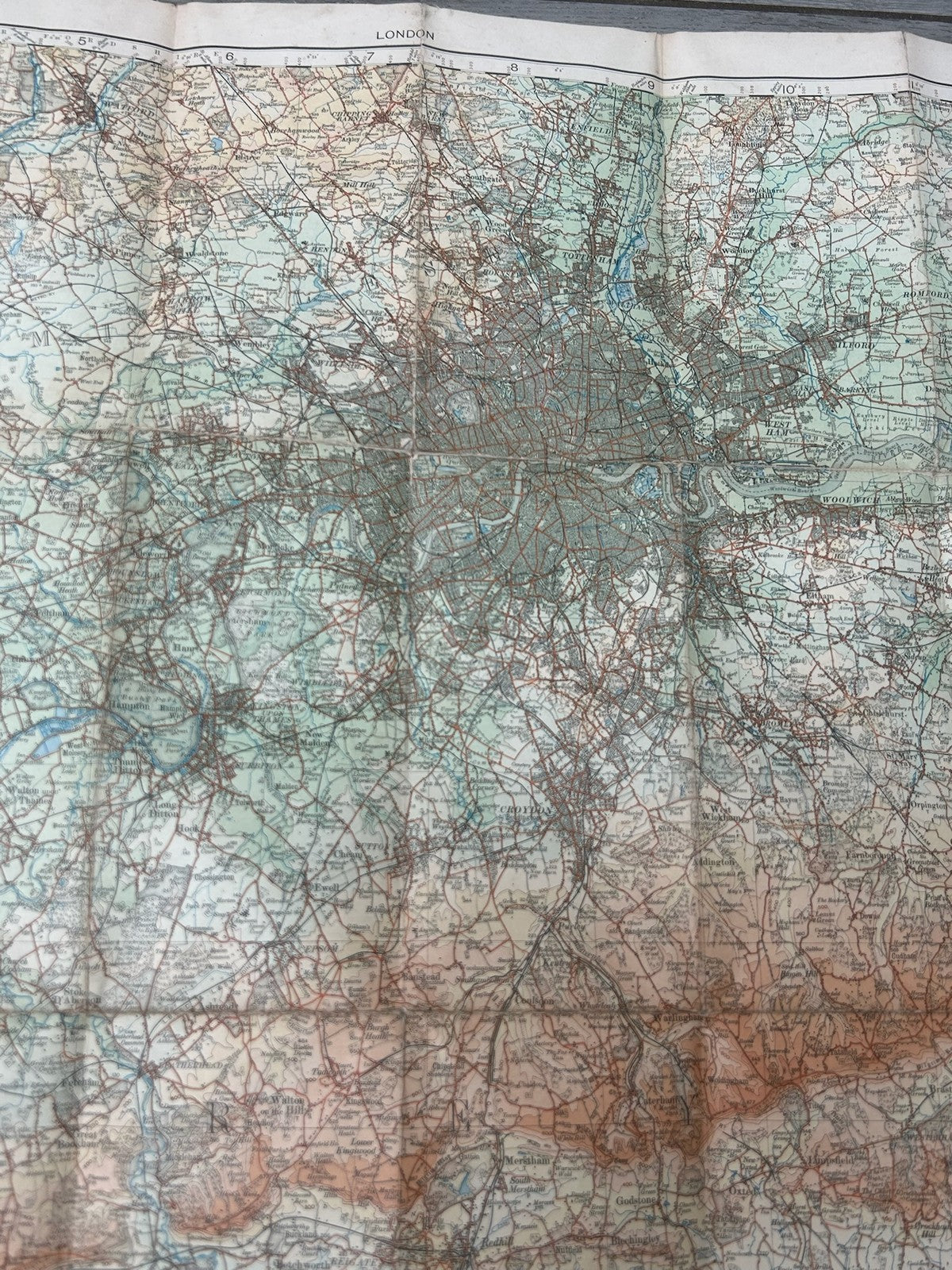Antique Ordnance Survey One Inch Folding Map London c.19105