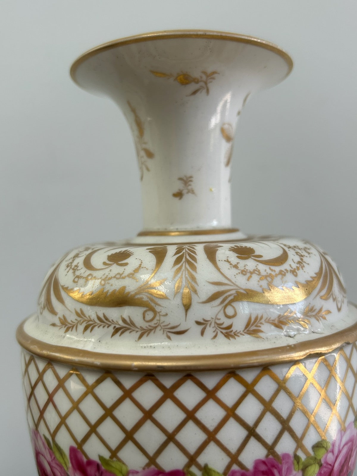 Pair Royal Crown Derby Hand Painted Porcelain Vases Antique English Marks1