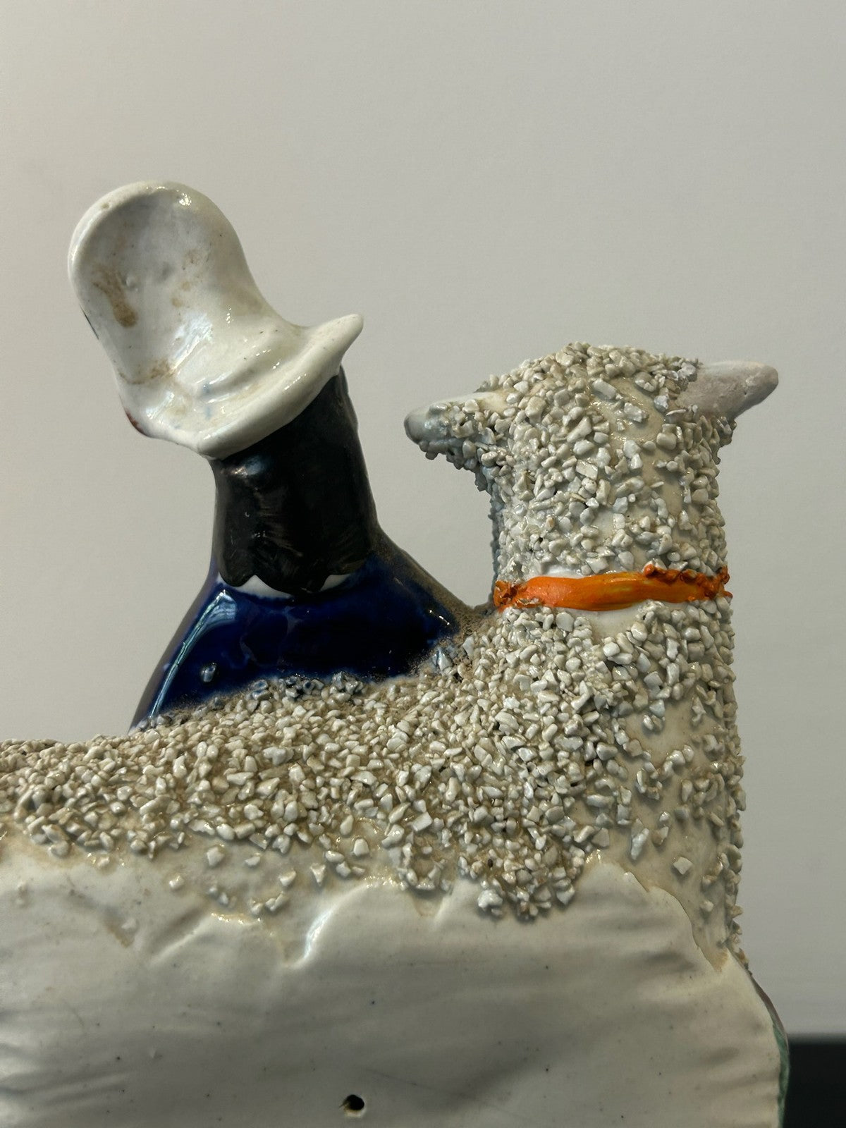 Pair Antique Victorian Staffordshire Figures Scottish Highland Couple with Sheep12