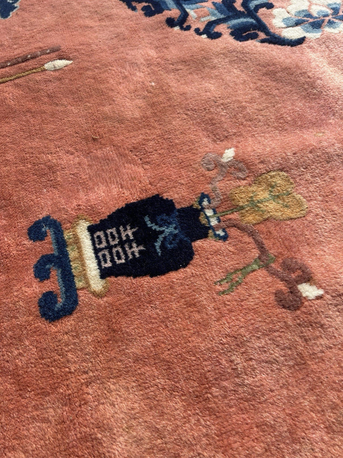 Semi Antique Chinese Pecking Rug CHINA Area Carpet Orange11