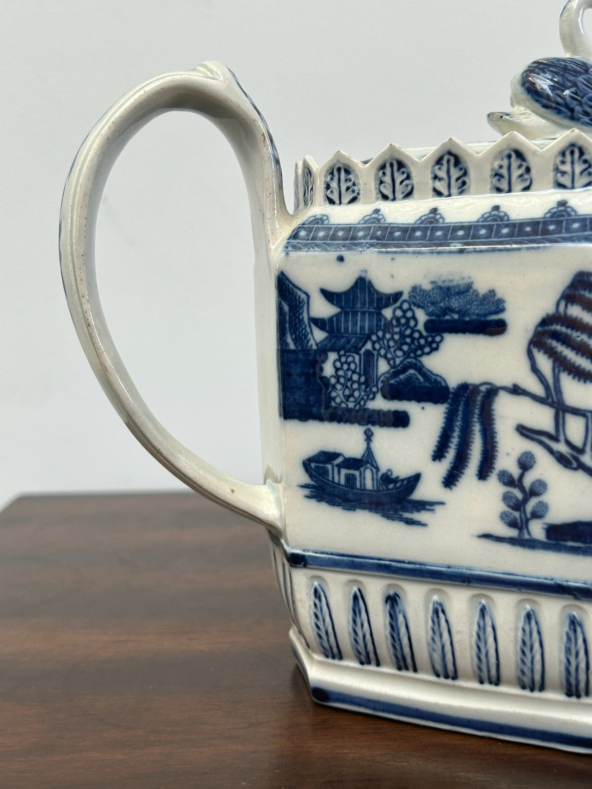 Antique Pearlware Blue White Chinoiserie Teapot Georgian c.18101