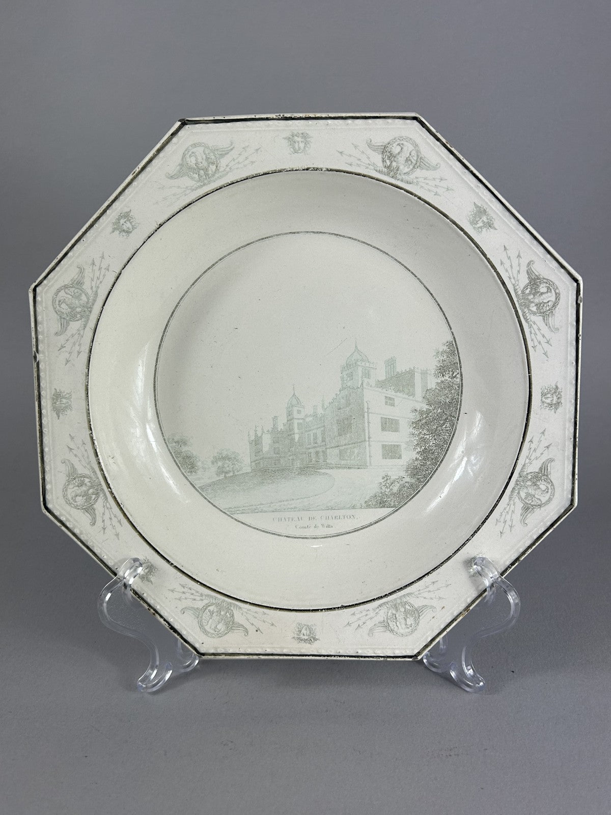 Antique Creil Montereau “Chateau de Charlton” Octagonal Plate 23cm