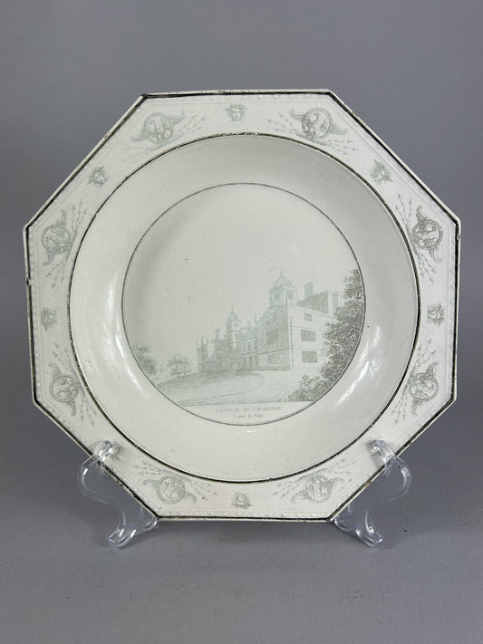 Antique Creil Montereau “Chateau de Charlton” Octagonal Plate 23cm