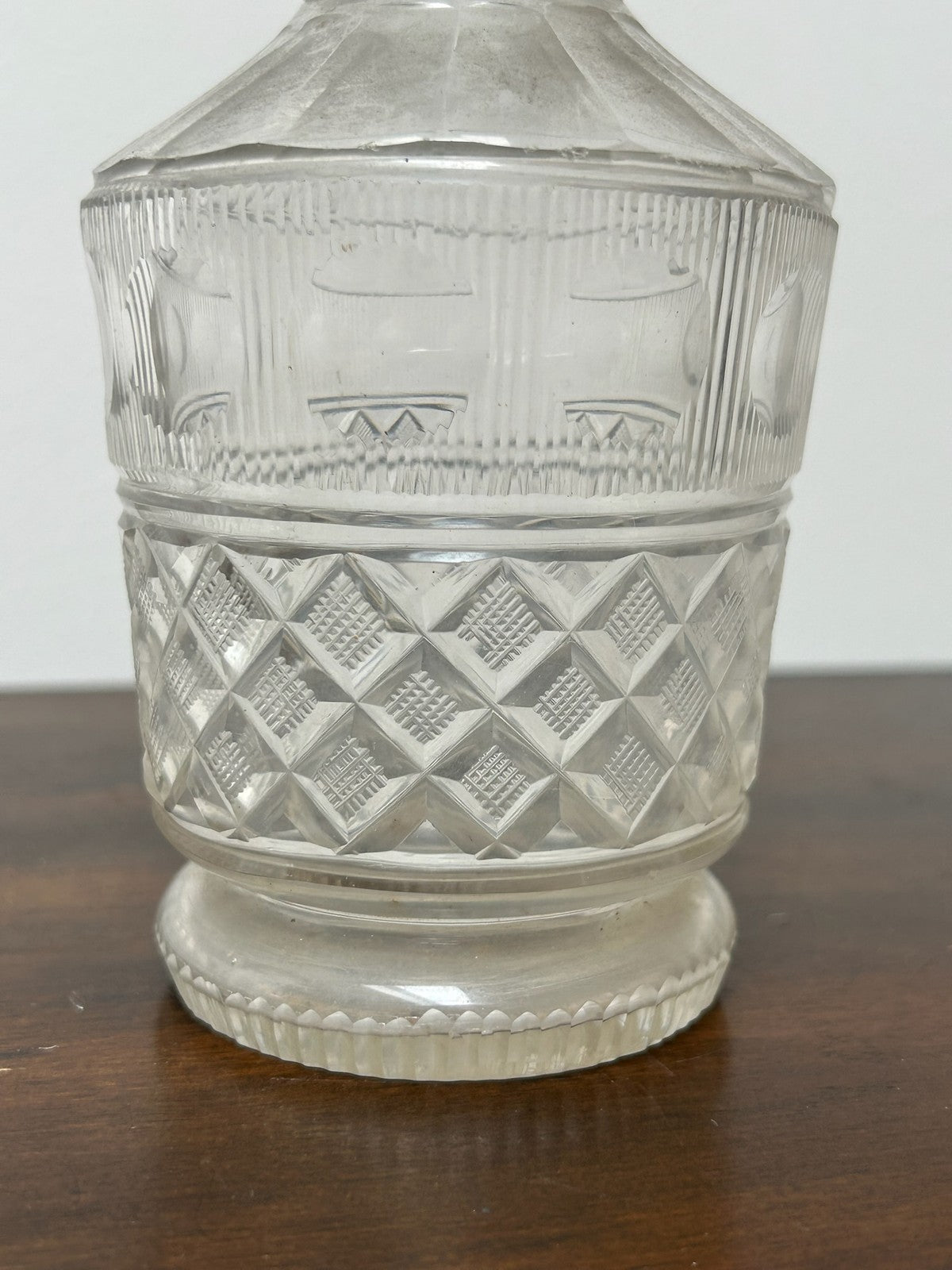 Cut Glass Jar with Plated Lid Faceted Hobnail 17cm4