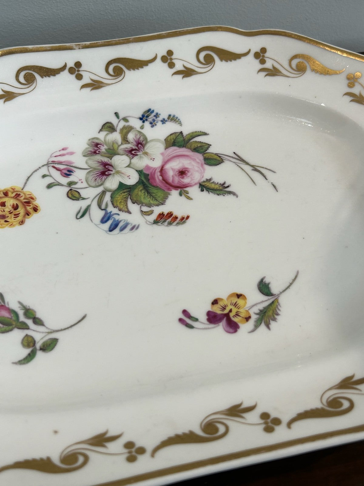 Antique Copeland Garrett Late Spode Felspar Porcelain Platter Hand Painted Flora4