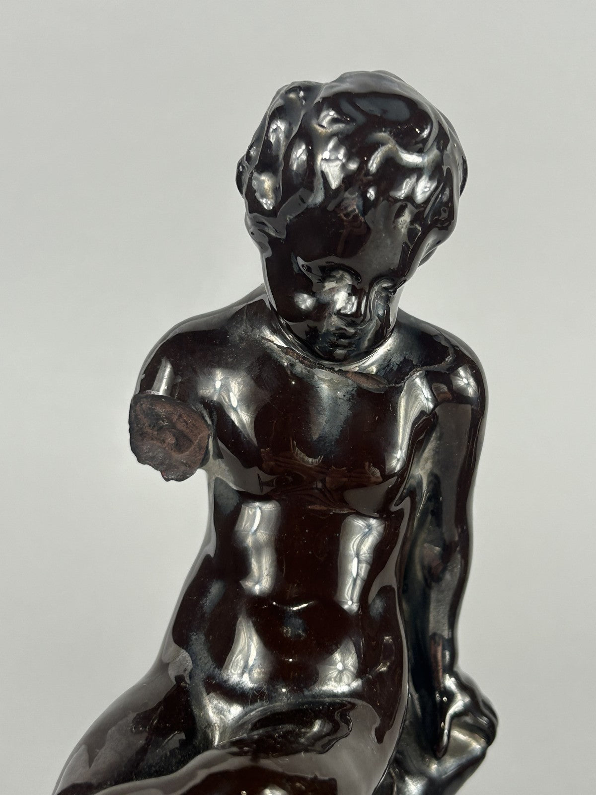 Early Staffordshire Silver Lustre Putti Figurine Pair, 18cm, Restored