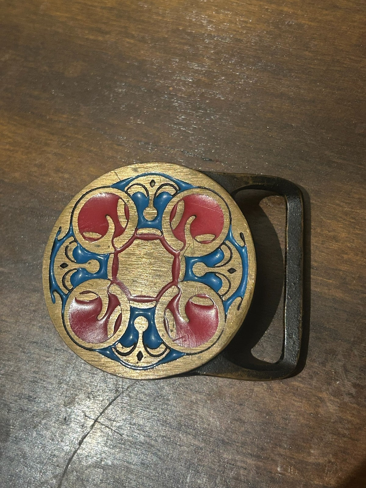 Tech Ether Guild Baldric 1975 Solid Brass Enamelled Belt Buckle Vintage0