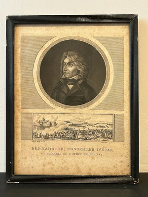 Bernadotte King of Sweden French Revolution Aquatint Levachez 1802 Framed