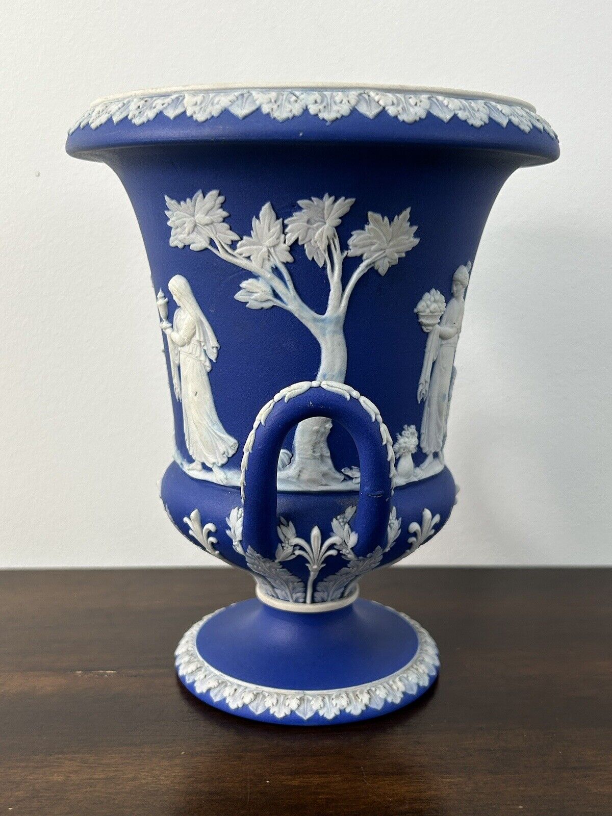 Wedgwood Jasperware Campana Urn Base Vase Portland Blue