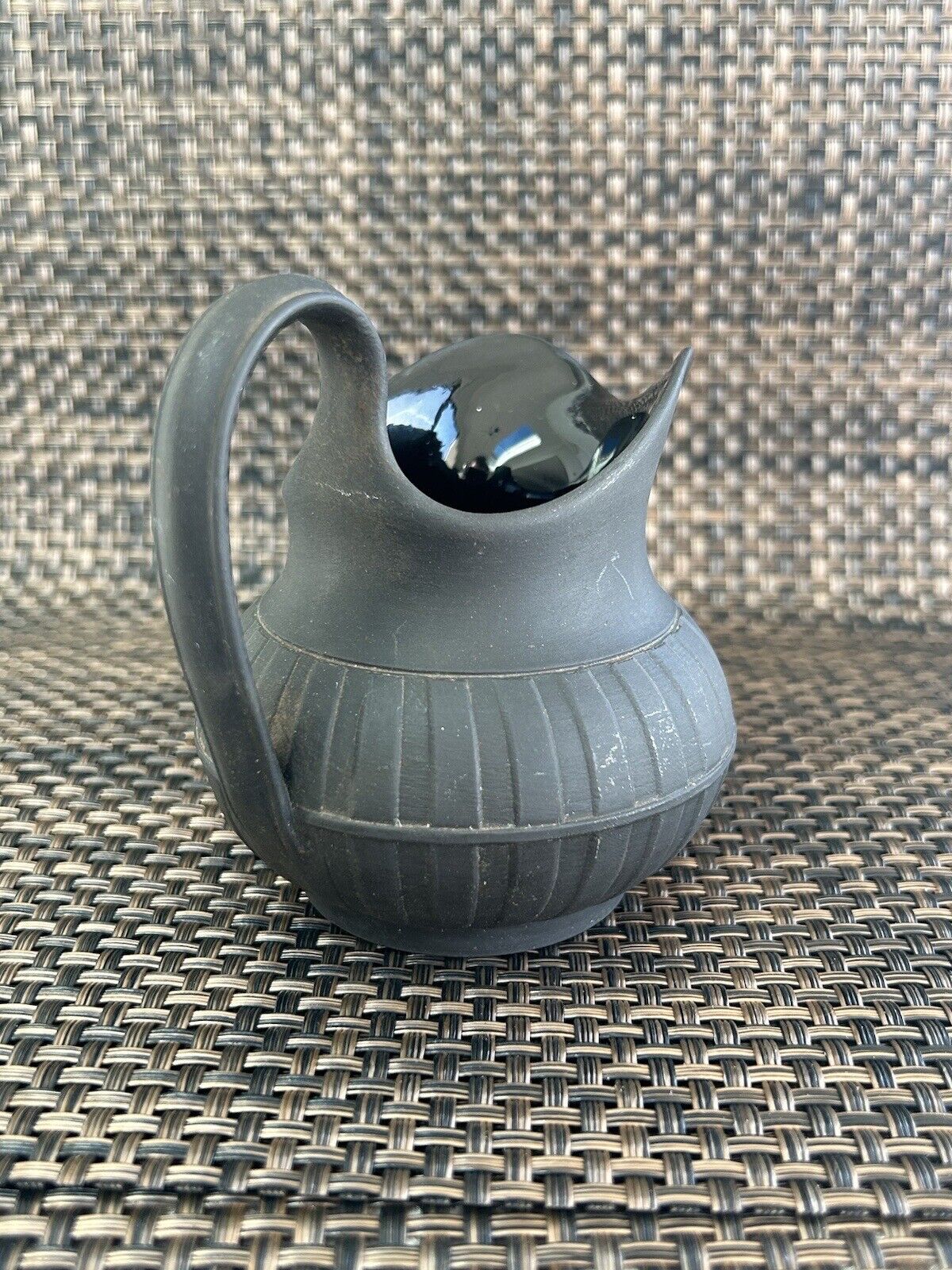 Wedgwood black basalt machine turned jasperware “Parapet” teaset early 20th c