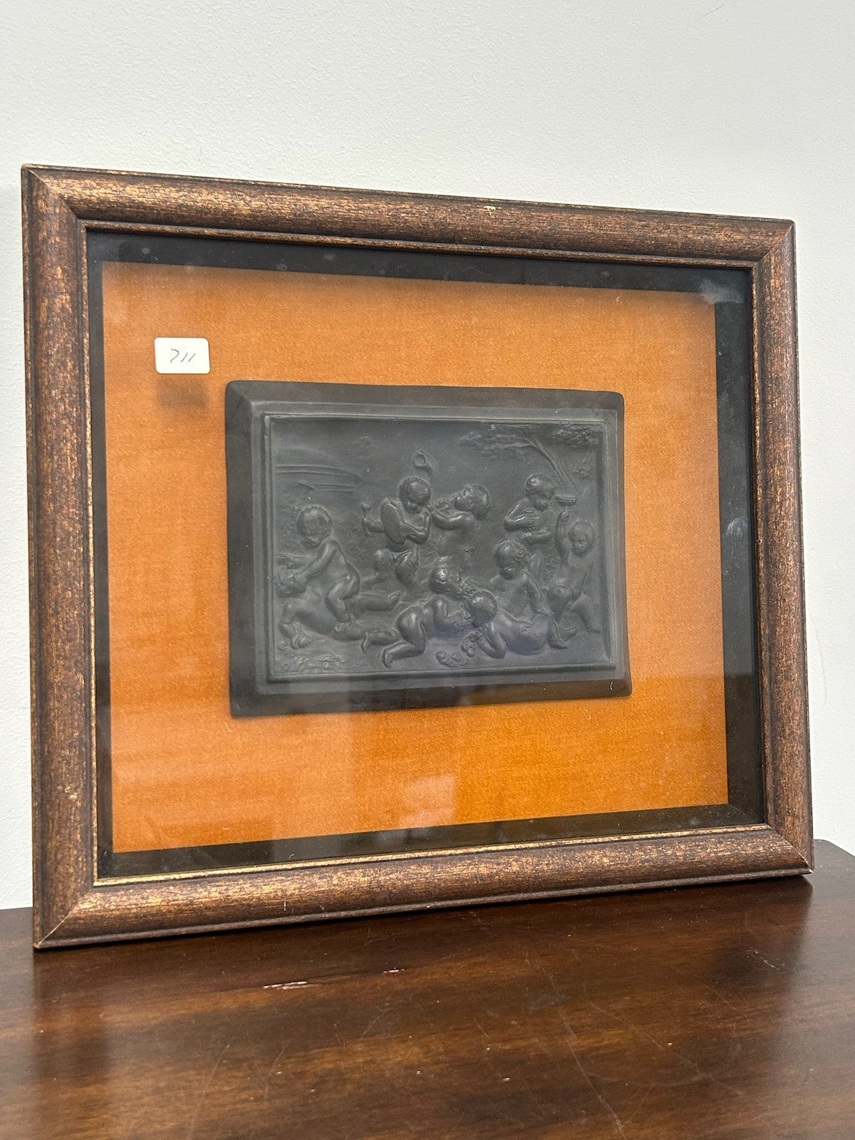 Wedgwood Black Basalt Framed Relief Plaque Putti poss. 18th C 32x280