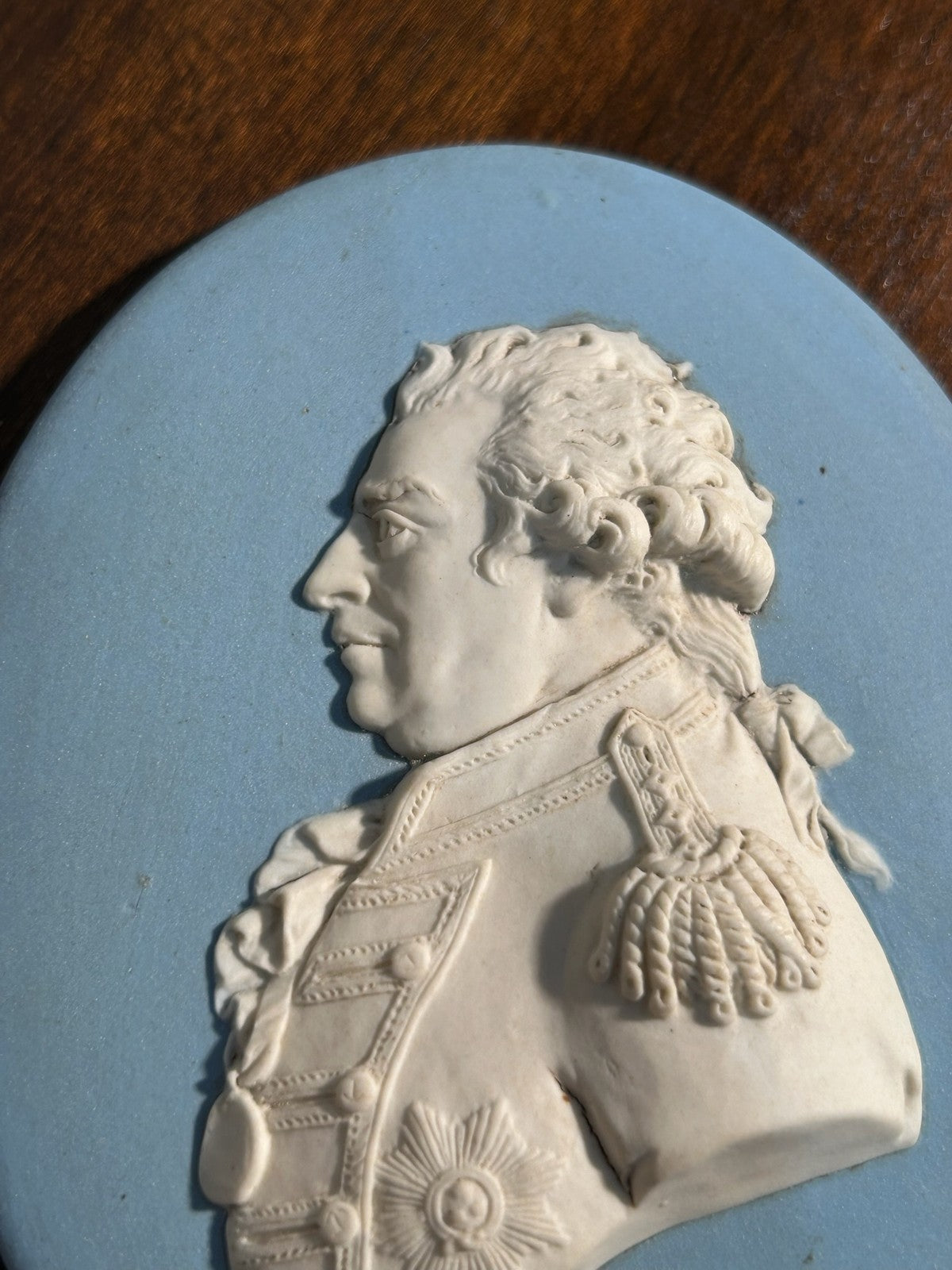 Antique 18thC Wedgwood Blue Jasper Portrait Medallion Admiral Duncan Camperdown2
