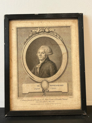 Robespierre Deputy of Artois 1789 Antique Engraving Portrait Le Vachez Framed