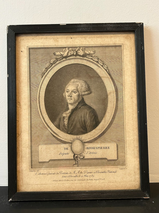 Robespierre Deputy of Artois 1789 Antique Engraving Portrait Le Vachez Framed0