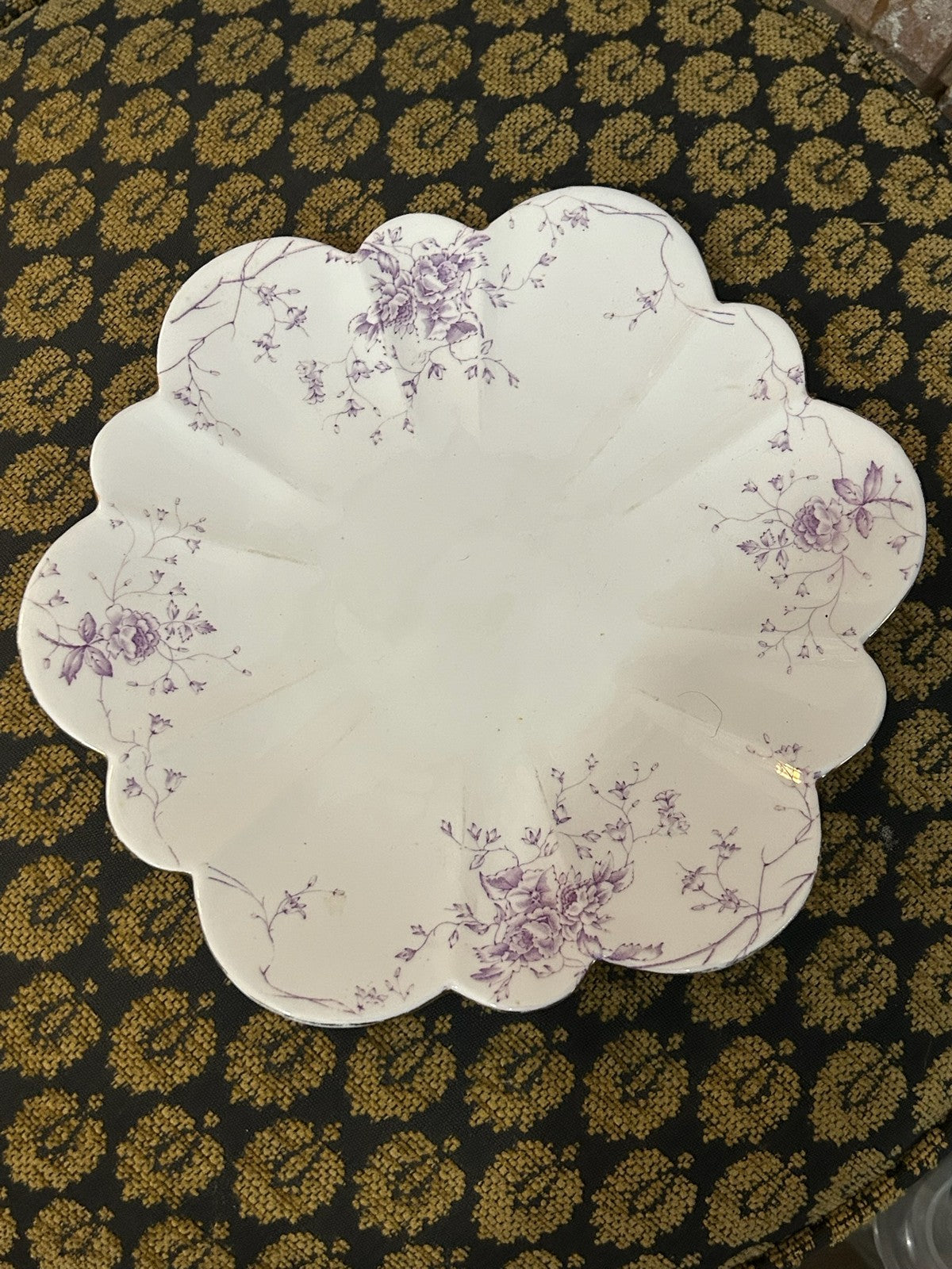 Antique Wileman & Co Foley Scalloped Dish Lilac Floral Sprays Rd 157683 c18900
