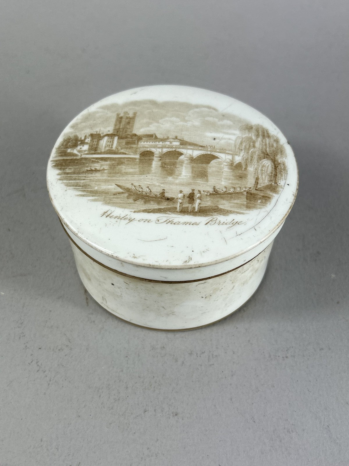 Palmer Early Porcelain Toothpaste Pot with Henley on Thames Bridge Scene
