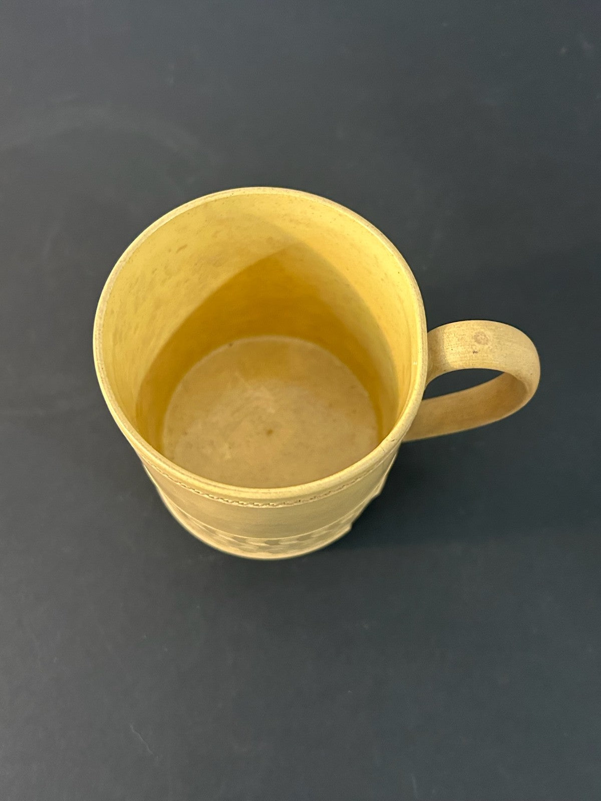 Antique English Caneware Cup c1800 1820 Engine Turned Basketweave 8cm A/F6