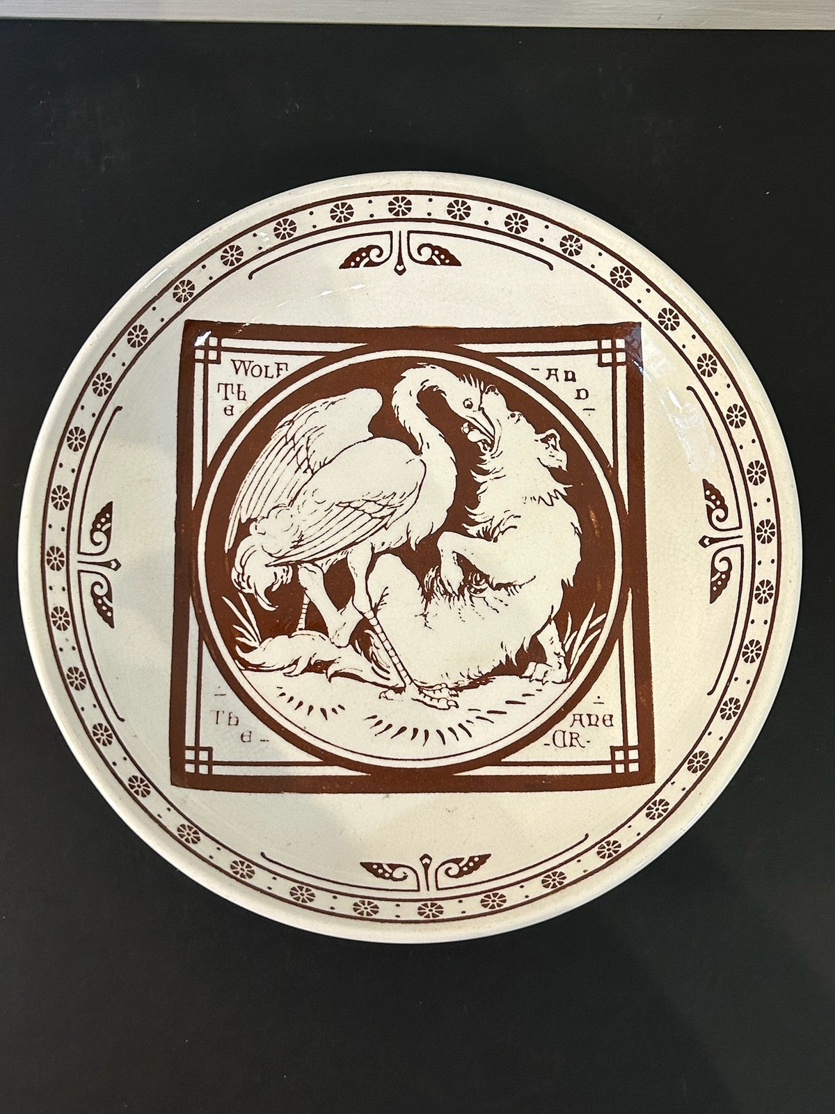 Mintons John Moyr Smith Aesop Fables Comport Wolf and the Crane c18750