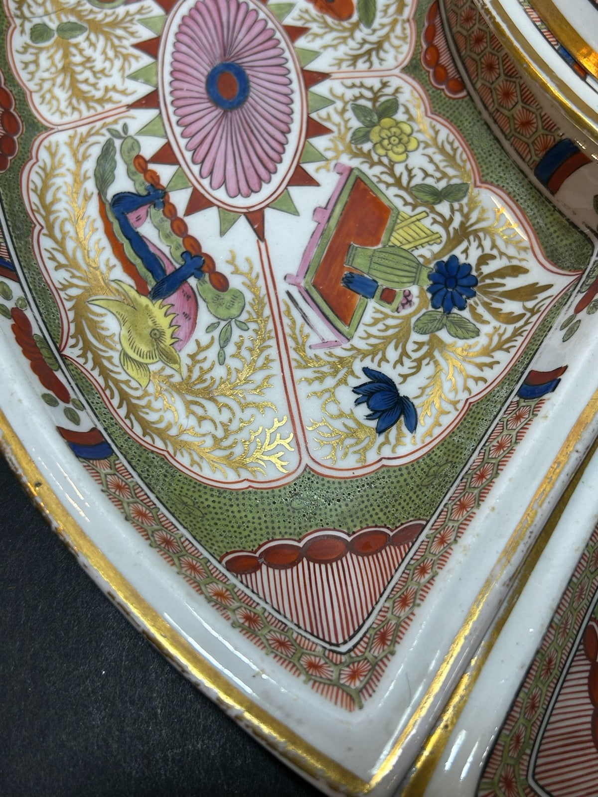 Antique Regency Supper Set Dragons in Compartments Covered Centre Quadrants AF2